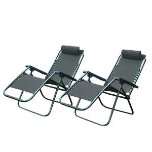 2 x Zero Gravity Textoline Garden Sun Lounger Chairs in Grey, Black or Navy - £45 Delivered With Code @ Weeklydeals4Less