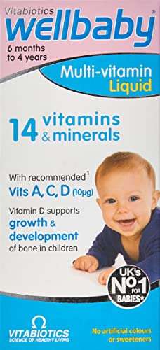 Vitabiotics Wellbaby Liquid Multivitamin, 150ml, Pack of 3 £11.25 / £10.69 Subscribe & Save @ Amazon