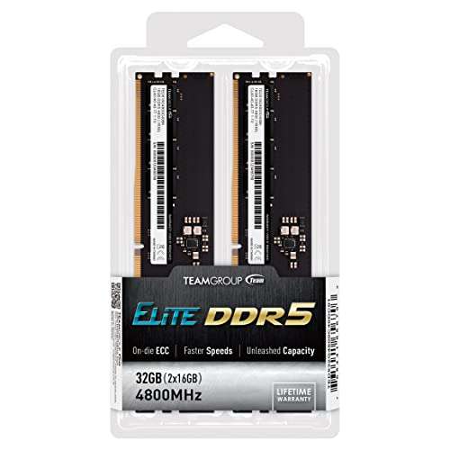TeamGroup ELITE DIMM RAM Kit 32GB (2x16GB), DDR5-4800, CL40-40-40-77
