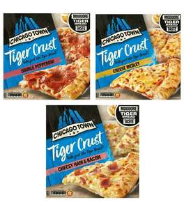 Chicago Town Tiger Crust Double Pepperoni Pizza 320G / Cheese Medley Pizza 305G / Cheesy Ham & Bacon 315G - £1.75 Clubcard Price @ Tesco