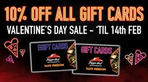 10% off gift cards from £10-£250 @ Pizza Hut