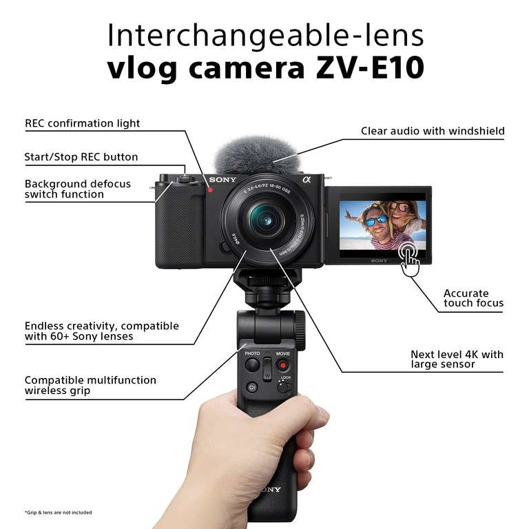 Sony Alpha ZV-E10 APS-C Mirrorless Interchangeable Lens Vlog Camera (4K Video, Real-Time Eye Auto Focus) (Body Only) W/Voucher
