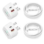 Guttlu 2Pack 20W Fast Charger plug and Cable 2M MFI Certified USB C Charger Compatible - Sold by Guttlu FBA