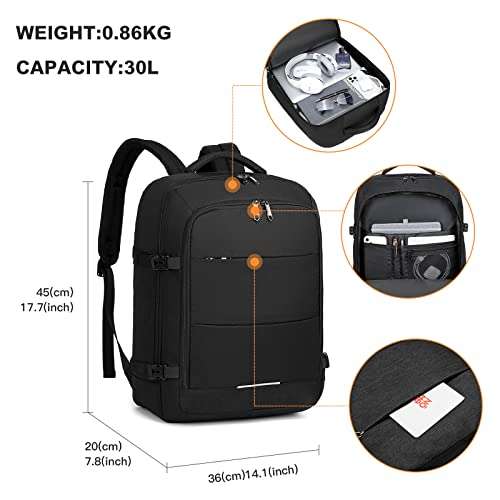 Kono Carry On Backpack Easyjet Underseat Cabin Bag 45x36x20cm - Sold by DL-accessories FBA