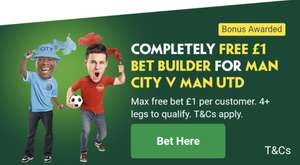 Free £1-£25 bet builder Man City vs Man Utd game