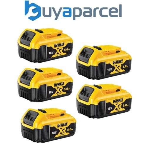 5 x Dewalt DCB184 5.0ah 18v XR Lithium Ion Li-Ion Battery - LED Charge Indicator - Sold By Buyaparcel-store