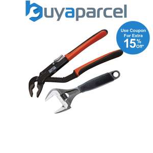 Bahco 9031 Adjustable Spanner and Bahco 8224 Water Pump Pliers - £27.19 with code, sold by buyaparcel-store @ eBay (UK Mainland)