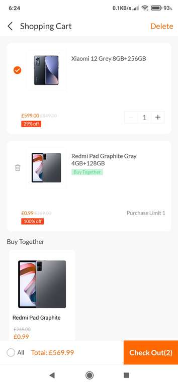 Xiaomi 12 8GB + 256GB Smartphone - £469 at checkout @ Xiaomi