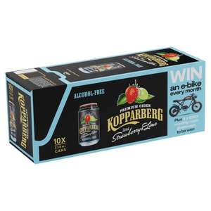 Kopparberg Premium Alcohol Free Cider Strawberry and Lime, 10 x 330ml