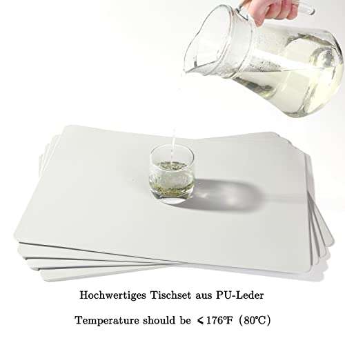 Miorkly Placemats PU Leather Place Mats and Coasters Grey Sets of 4 45x30cm with voucher sold by LUONENG