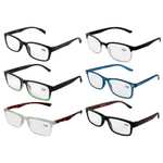 Pack of 6 Reading Glasses (+1.5 / +2.0 / +2.5 / +3.0) W/Code