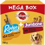 Pedigree Multipack Mega Box with 24 Rodeo Duos Chicken & Bacon + 4 Jumbone Beef & Poultry Flavour, Dog Treat Snacks (£5.52 - £5.84 with S&S)