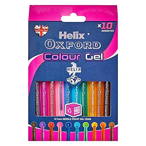 Helix Oxford Colour Gel Pens (x10 Pack Assorted Colours) with Plastic-Free Packaging - £2.99 - @ Amazon