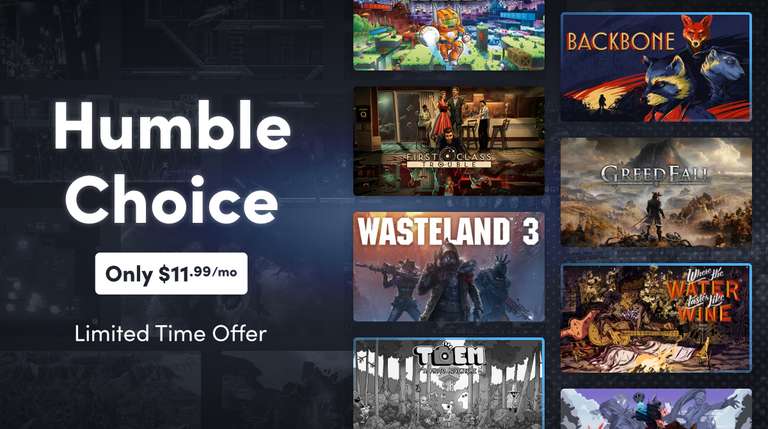 December Humble Choice: Wasteland 3, GreedFall, First Class Trouble, Backbone (& 4 More) £8.99 @ Humble Bundle