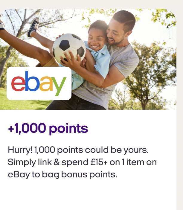 1,000 Nectar Bonus points one item - £15 min spend (selected accounts) @ eBay