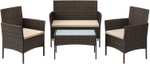 SONGMICS PE Rattan Outdoor Furniture Set - 2 Seater Sofa, 2 x Chair, 1 x Coffee Table - W/Code