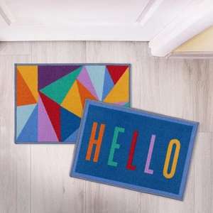 Pack of 2 Bright Hello Doormats £1.50 + Free Click & Collect @ Dunelm