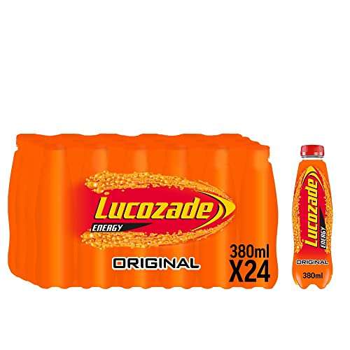 Lucozade Energy Original - 24 Bottles x 380ml - Sparkling Glucose Energy Drink - Made with Sugars & Sweeteners - Refreshing & Great Flavour