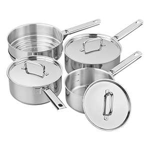 Tala Performance 3 Piece Stainless Steel Cookware Set with Free Long Handled Multi Steamer. 16cm, 18cm & 20cm, All Hob Types