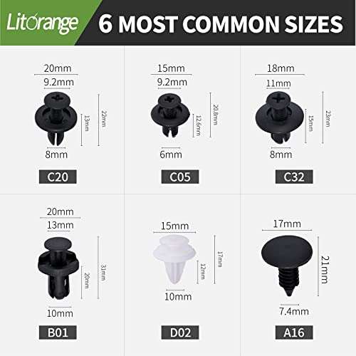 Litorange 95 Pcs Car Fixing Clips & 5 Pcs Trim Removal Tools, 6 Types of Car Retainer Clips - Sold By Litorangeuk FBA