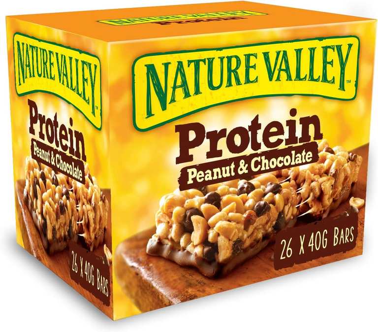 Nature Valley Protein Peanut & Chocolate Gluten Free Cereal Bars 26 x 40g W/Voucher