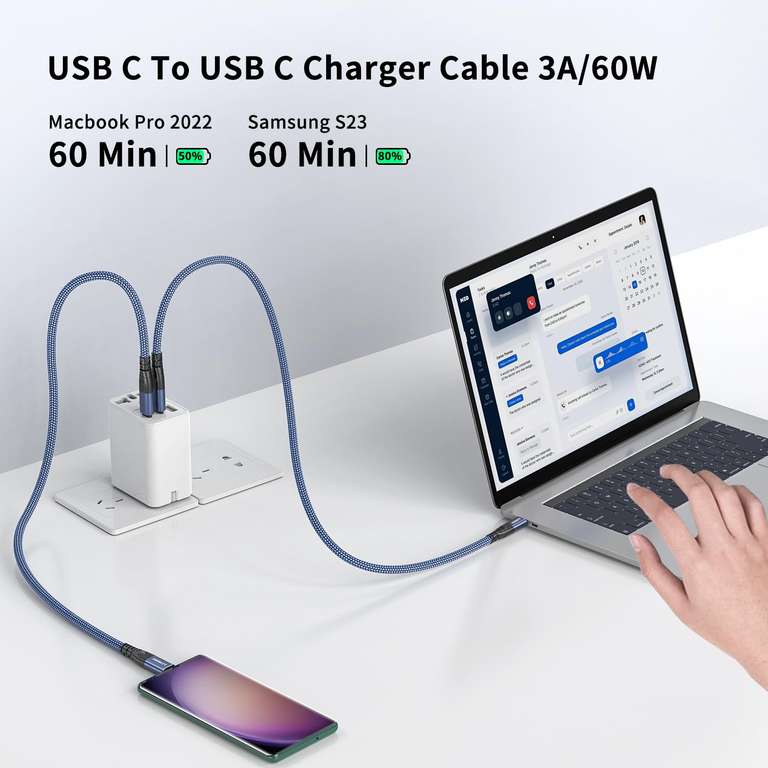 XGMATT USB C to USB C Charger Cable 2M-3Pack 60W C to C Cable Fast Charge Type C Data - Sold By yilidianziwushang