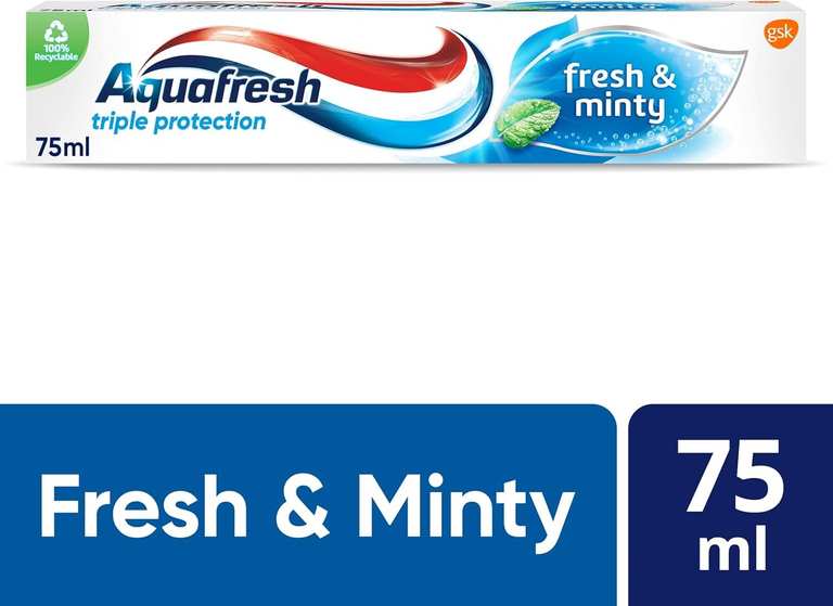 Aquafresh Triple Protection Fresh & Minty Toothpaste Pack of 5 x 75ml photo 2