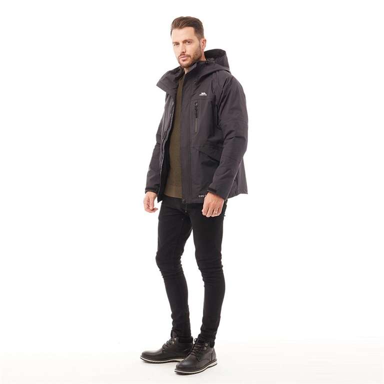 Trespass Mens Corvo Hooded Waterproof Shell Jacket (in Black) - £24.99 (£4.99 delivery) - @ MandM Direct
