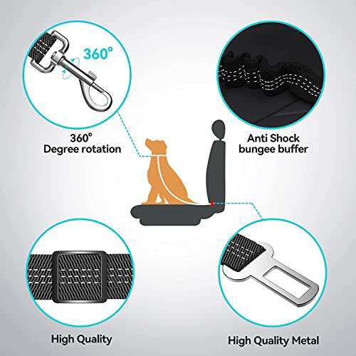 Zellar Dog Seat Belt,Adjustable Elastic Bungee,Strong Durable Dog Car Harness Restraint With 360 Degree Swivel - £2.99 @ Amazon / TECKNET