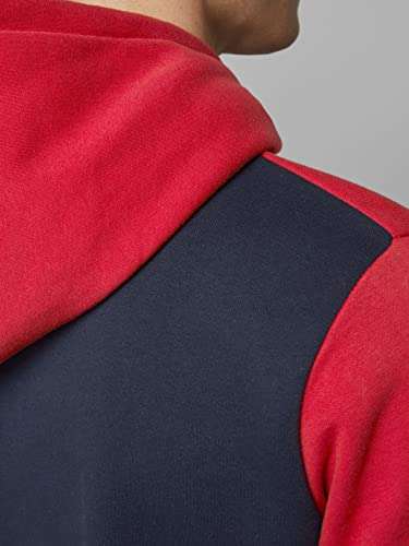 Jack & Jones Men's Jjelogo Blocking Sweat Hood STS Sweatshirt (Tango Red) - £13.50 @ Amazon
