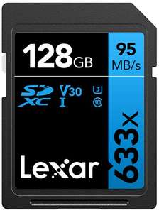 Lexar Professional 633x SD Card 128GB, SDXC UHS-I Card, Up To 95MB/s Read, for Mid-Range DSLR, HD Camcorder, 3D Cameras £7.99 @ Amazon