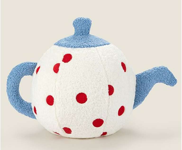 Blue Spotted Teapot Shape 3D Cushion - Free C&C