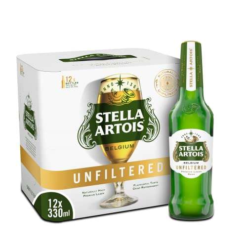 Stella Artois Unfiltered 12pk 330 ml bottle (5% ABV) - £11 / £9.35 With 5% Voucher & Subscribe & Save (£8.80 With 15% S&S) @ Amazon