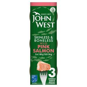 John West Pink Salmon MSC 3 x 80g £3.50 @ Ocado