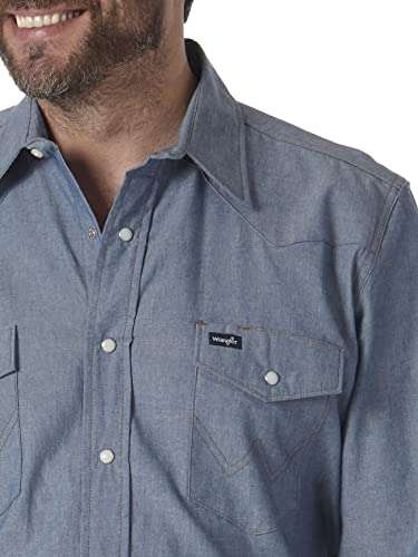 Wrangler Men's Cowboy Cut Western Long Sleeve Snap Work Shirt - Size Medium