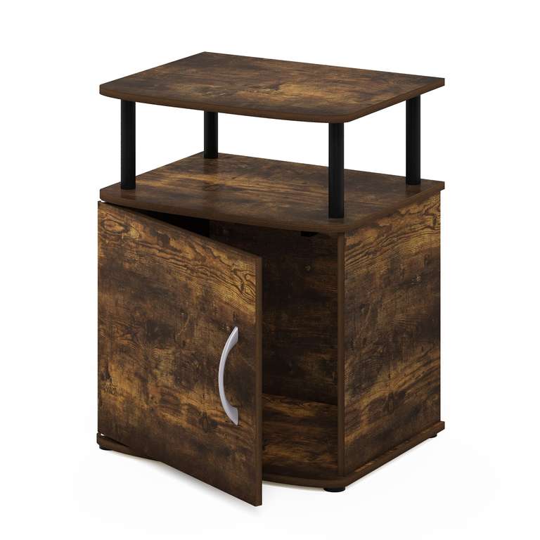 Furinno Utility Design End, Side Table, Engineered Wood, Amber Pine/Black, 1-Pack