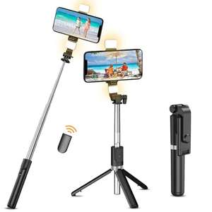Selfie Stick Tripod with 2 Fill Lights - Sold by LEATHRA LIMITED FBA
