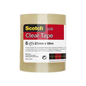 Scotch Clear Tape, Pack of 6 Rolls, 25 mm x 66 m - Strong and Sticky Tape