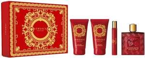 Versace Eros Flame Gift Set (Eau de Parfum 100ml + EDP 10ml + Shower Gel 75ml + After Shave Balm 75ml) With Code