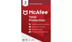 McAfee Total Protection 1 Year 3 Device - £9.99 free Click & Collect @ Argos