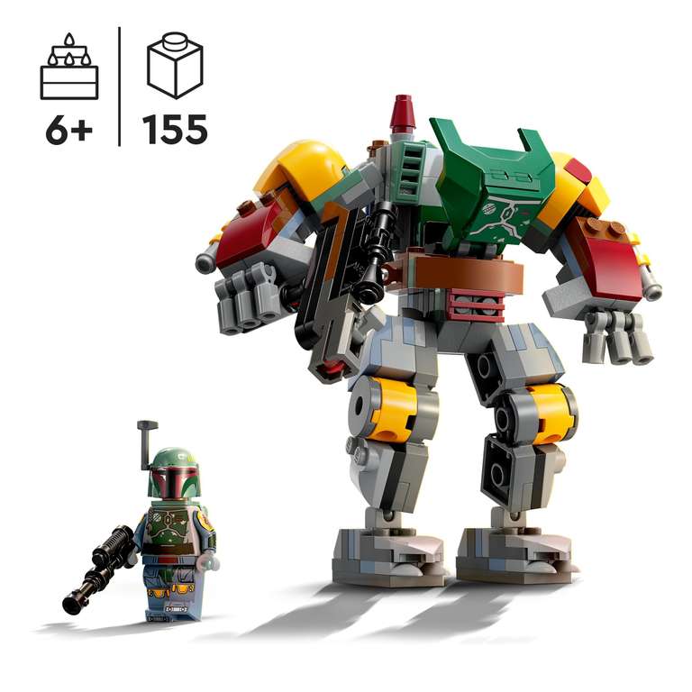 LEGO Star Wars Boba Fett Mech, Buildable Action Figure Toy with Stud-Shooting Blaster and Jetpack with Flick Shooter, Collectible Set 75369