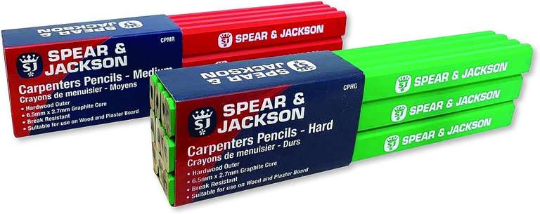Spear & Jackson CPHG Hard Green Carpenters Pencils, 6.5mm x 2.7mm Graphite Core