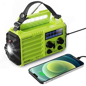 Solar Hand Crank Radio, 5-Way Powered AM/FM/SW Emergency Radio for Outdoor with 5000 mAh Capacity Battery with voucher