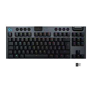 Logitech G915 LIGHTSPEED TKL Tenkeyless Wireless Mechanical Gaming Keyboard, Lightsync RGB, Ultra thin, QWERTY UK Layout - Black