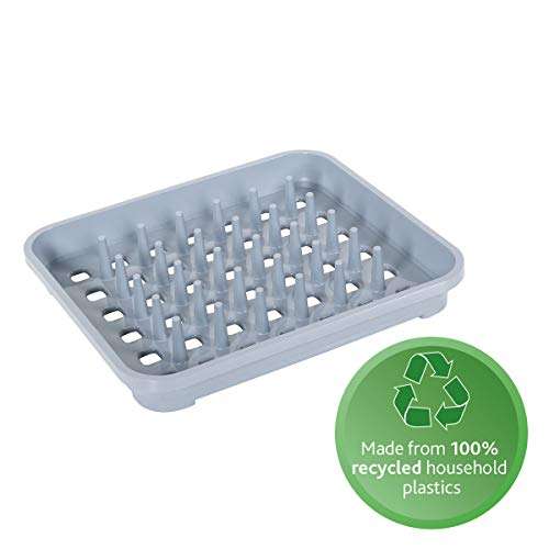 Addis 518356 Eco Made from 100% Recycled Plastic Draining Dish Plate Rack with pegs, Light Grey, 33.5 x 38 x 5cm - £3 @ Amazon