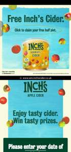FREE Half Pint of Inchs Cider Voucher Redeemable At Selected Pubs
