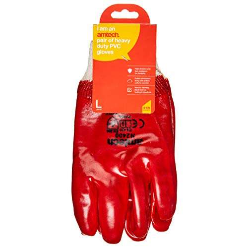 Amtech N2401 PVC Work Gloves Large (Size 9), Heavy Duty and Certified Quality for Liquid and Oil Handling, Red £1 @ Amazon