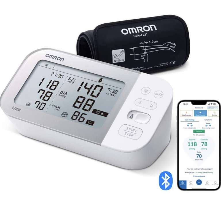 OMRON X4/X7/EVOLV Smart Automatic Blood Pressure Monitors For Home Use Clinically Validated From £47.99 @ Amazon