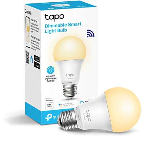 TP-Link Tapo Smart Bulb, Smart WiFi LED Light, E27, 8.7W, £6.99 @ Amazon