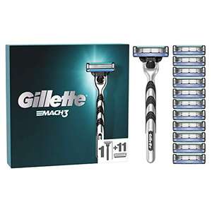 Gillette Mach3 Men's Razor + 12 Razor Blade Refills, Stronger Than Steel Blades, 3D Motion Handle - £15.29 (20 blades for £24) @ Amazon